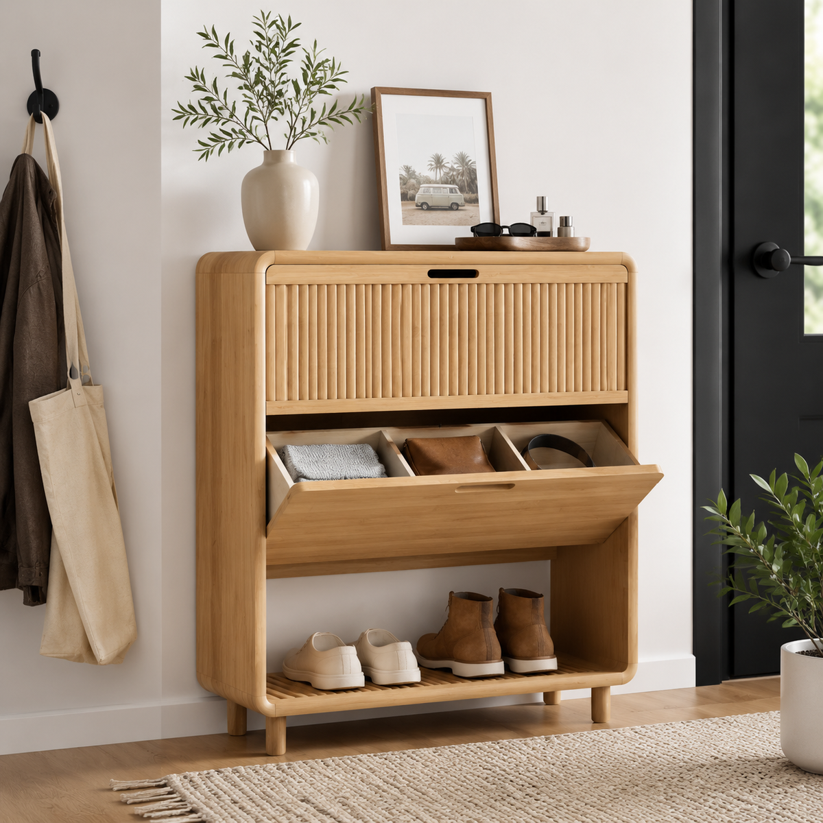 Movellaq™ Orlena Bamboo Entryway Organizer Cabinet